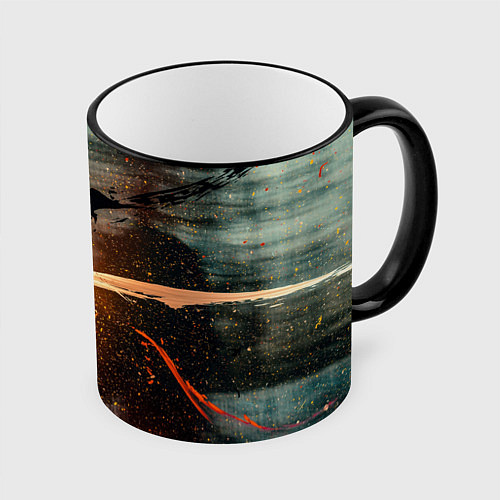 Кружка цветная Светло-синий абстрактный фон и брызки красок / 3D-Черный кант – фото 1