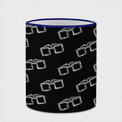 Кружка 3D Модные очки черно-белый узор, цвет: 3D-синий кант — фото 2