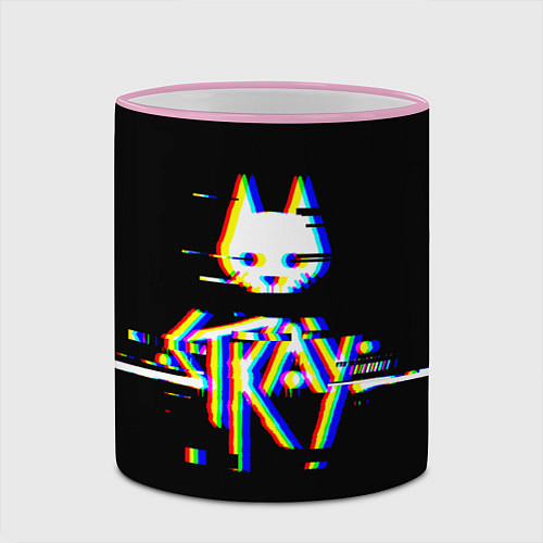 Кружка цветная Stray glitch logo / 3D-Розовый кант – фото 2