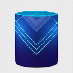 Кружка 3D Глубокий синий с неоновыми полосами, цвет: 3D-белый + небесно-голубой — фото 2