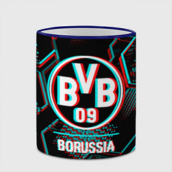 Кружка 3D Borussia FC в стиле glitch на темном фоне, цвет: 3D-синий кант — фото 2