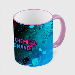 Кружка 3D My Chemical Romance - neon gradient: надпись и сим, цвет: 3D-розовый кант