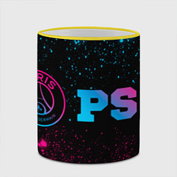 Кружка 3D PSG - neon gradient: надпись и символ, цвет: 3D-желтый кант — фото 2
