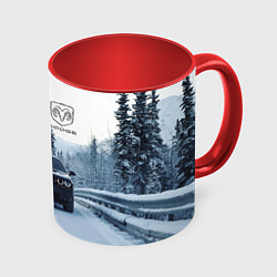 Кружка 3D Dodge in winter forest, цвет: 3D-белый + красный