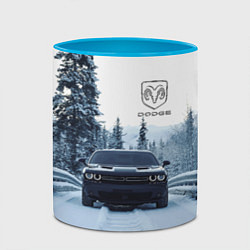 Кружка 3D Dodge in winter forest, цвет: 3D-белый + небесно-голубой — фото 2