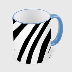 Кружка 3D Камуфляж зебры, цвет: 3D-небесно-голубой кант