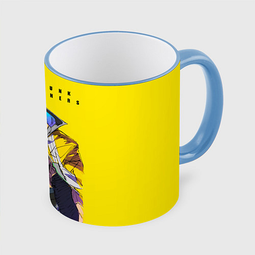 Кружка цветная Взрослый Дэвид - Киберпанк аниме / 3D-Небесно-голубой кант – фото 1