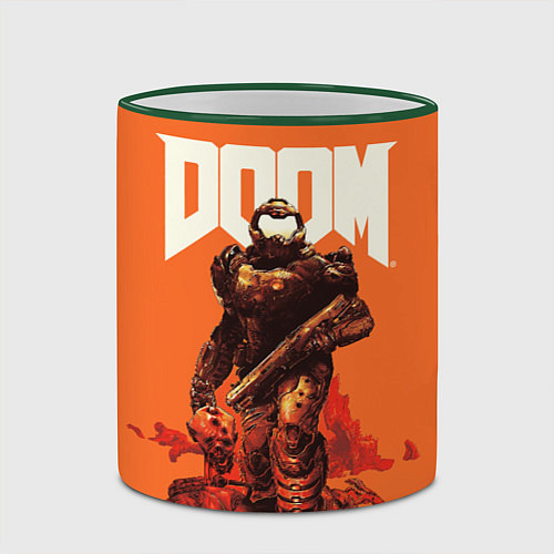 Кружка цветная DOOM - Doomguy / 3D-Зеленый кант – фото 2