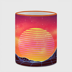 Кружка 3D Абстрактные 3D неоновые горы на закате, цвет: 3D-оранжевый кант — фото 2