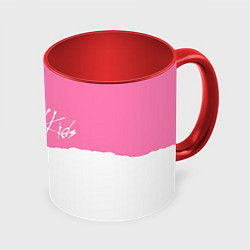 Кружка 3D Stray Kids pink and white, цвет: 3D-белый + красный