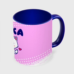Кружка 3D Ника кошечка с сердечком, цвет: 3D-белый + синий