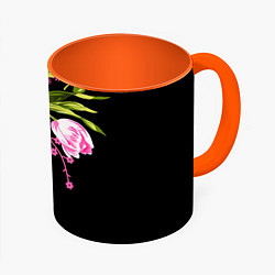 Кружка 3D Букет цветов, цвет: 3D-белый + оранжевый