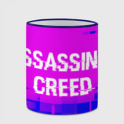 Кружка 3D Assassins Creed glitch text effect: надпись и симв, цвет: 3D-синий кант — фото 2