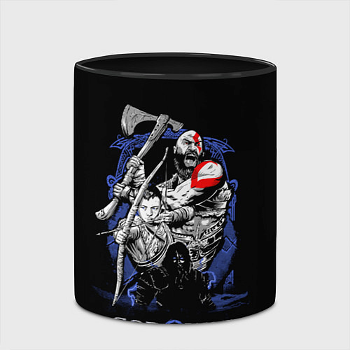 Кружка цветная Кратос,Атрей и Тор GoW Ragnarok / 3D-Белый + черный – фото 2