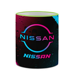 Кружка 3D Nissan - neon gradient, цвет: 3D-светло-зеленый кант — фото 2