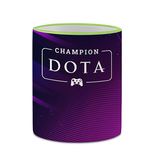 Кружка цветная Dota gaming champion: рамка с лого и джойстиком на / 3D-Светло-зеленый кант – фото 2