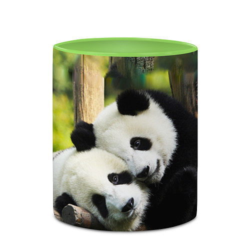 Кружка цветная Влюблённые панды / 3D-Белый + светло-зеленый – фото 2