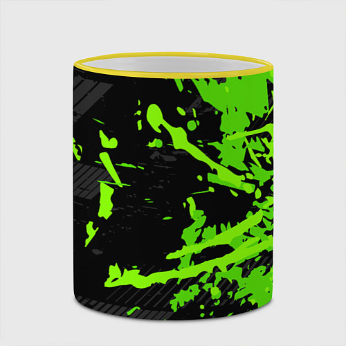 Кружка цветная Black & Green / 3D-Желтый кант – фото 2