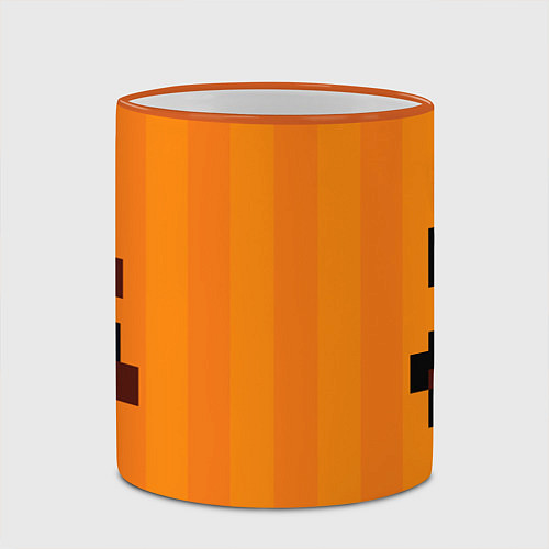 Кружка цветная Тыква - Хеллоуин - Майнкрафт / 3D-Оранжевый кант – фото 2