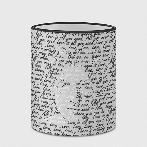 Кружка цветная Джон Леннон, портрет и слова песни / 3D-Черный кант – фото 2