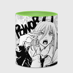 Кружка 3D Пауэр - Человек-бензопила, цвет: 3D-белый + светло-зеленый — фото 2