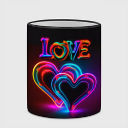 Кружка 3D Love - неоновые сердца, цвет: 3D-черный кант — фото 2