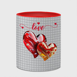Кружка 3D Love - сердечки, цвет: 3D-белый + красный — фото 2