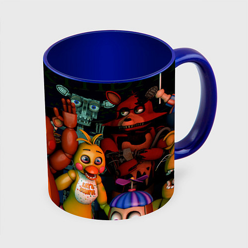 Кружка цветная Five Nights at Frеddys / 3D-Белый + синий – фото 1