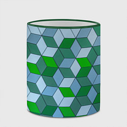 Кружка 3D Зелёные и серые абстрактные кубы с оптической иллю, цвет: 3D-зеленый кант — фото 2