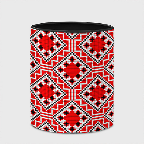 Кружка цветная Белорусская вышивка - орнамент / 3D-Белый + черный – фото 2