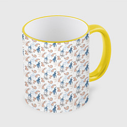 Кружка 3D Пенис и растения, цвет: 3D-желтый кант