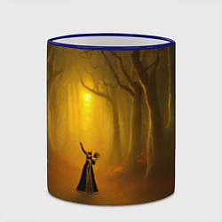 Кружка 3D Ведьма в черном платье в заколдованном лесу с тыкв, цвет: 3D-синий кант — фото 2