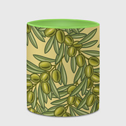 Кружка 3D Винтажные ветви оливок, цвет: 3D-белый + светло-зеленый — фото 2