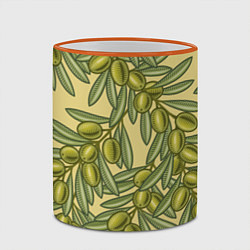 Кружка 3D Винтажные ветви оливок, цвет: 3D-оранжевый кант — фото 2