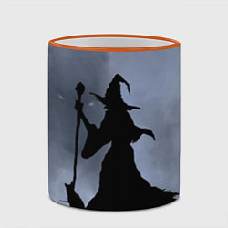 Кружка 3D Halloween - силуэт ведьмы с котом, цвет: 3D-оранжевый кант — фото 2