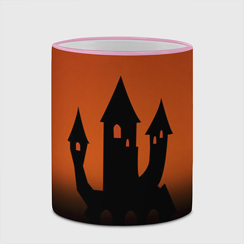 Кружка цветная Halloween - замок ведьм / 3D-Розовый кант – фото 2