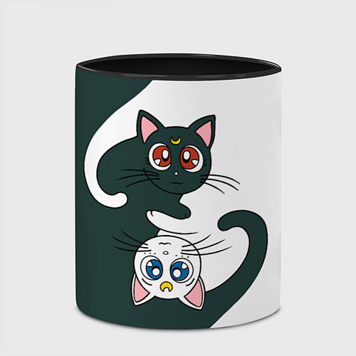 Кружка цветная Луна и Артемис инь-янь / 3D-Белый + черный – фото 2