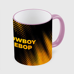 Кружка 3D Cowboy Bebop - gold gradient: надпись и символ, цвет: 3D-розовый кант