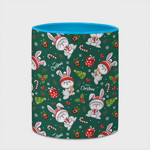 Кружка цветная Merry Christmas Rabbit 2023 / 3D-Белый + небесно-голубой – фото 2