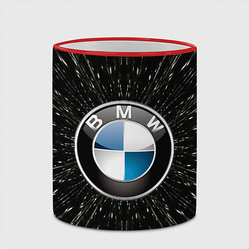 Кружка цветная БМВ эмблема, автомобильная тема / 3D-Красный кант – фото 2