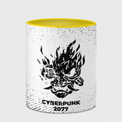 Кружка 3D Cyberpunk 2077 с потертостями на светлом фоне, цвет: 3D-белый + желтый — фото 2