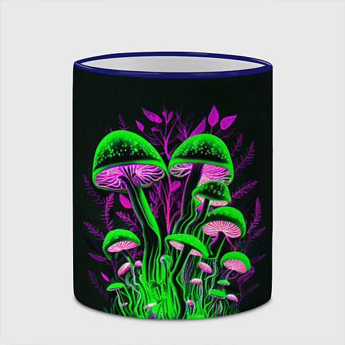 Кружка цветная Фантастические кислотные грибы / 3D-Синий кант – фото 2