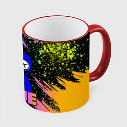 Кружка 3D Rainbow Friends - Blue, цвет: 3D-красный кант