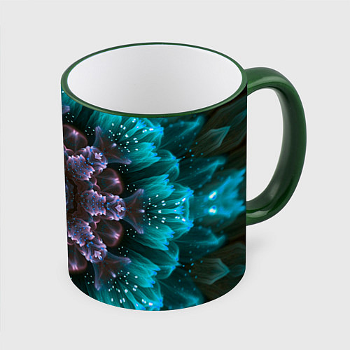 Кружка цветная Космический сайфай цветок / 3D-Зеленый кант – фото 1