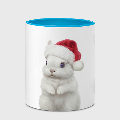 Кружка цветная Рождественский крольчонок / 3D-Белый + небесно-голубой – фото 2
