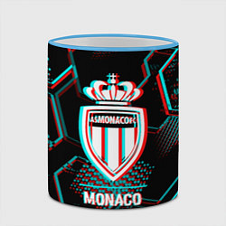 Кружка 3D Monaco FC в стиле glitch на темном фоне, цвет: 3D-небесно-голубой кант — фото 2