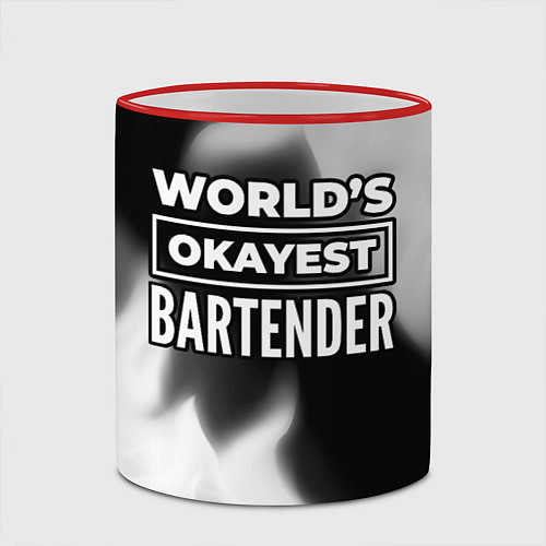 Кружка цветная Worlds okayest bartender - dark / 3D-Красный кант – фото 2