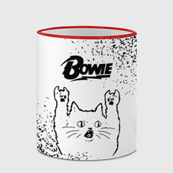 Кружка 3D David Bowie рок кот на светлом фоне, цвет: 3D-красный кант — фото 2