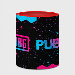 Кружка 3D PUBG - neon gradient: надпись и символ, цвет: 3D-белый + красный — фото 2