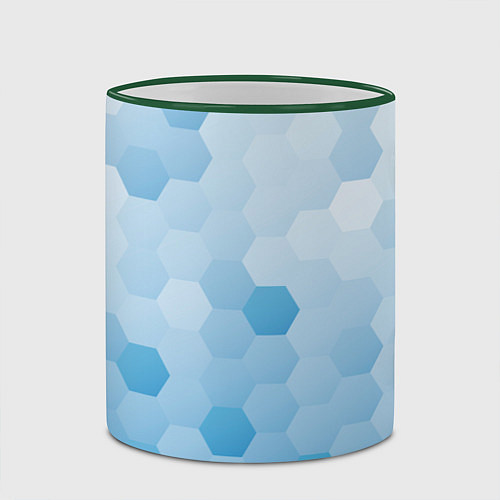 Кружка цветная Светло-синяя текстура-паттерн / 3D-Зеленый кант – фото 2